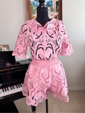 Pink Lace Two-Piece Dress Set for Women